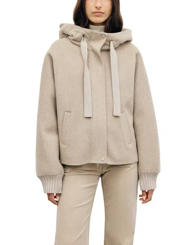 Gerard Darel Anor Wool-blend Hooded Coat In Neutral
