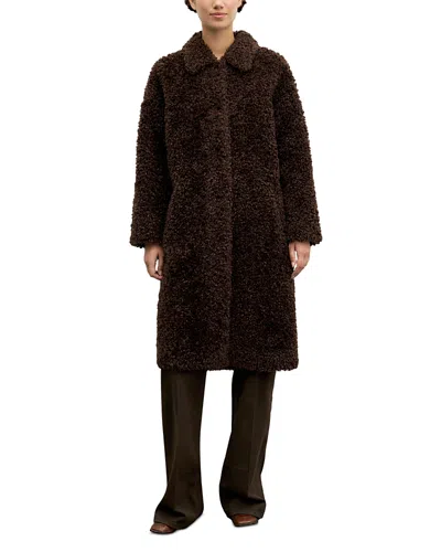 Gerard Darel Asta Long Teddy Coat In Multi