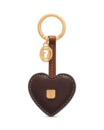 Gerard Darel Atout Coeur Heart Leather Key Chain In Brown