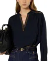 Gerard Darel Aurelie Embroidered Pattern Blouse In Blue