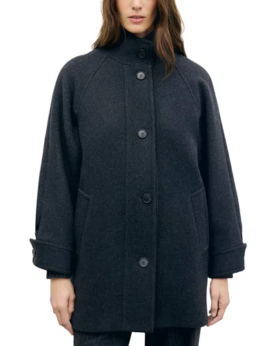 Gerard Darel Avry Wool Blend High Collar Coat In Blue