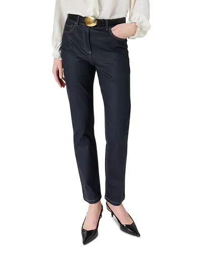 Gerard Darel Aya High Rise Straight Jeans In Navy In Blue