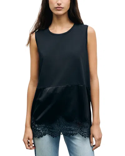 Gerard Darel Baia Mixed Media Sleeveless Top In Black