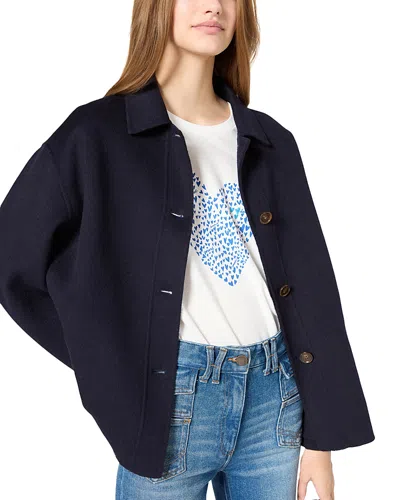 Gerard Darel Baptiste Wool Coat In Navy