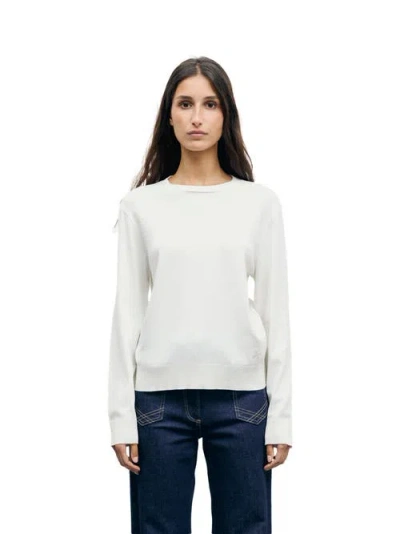 Gerard Darel Bara Long Sleeve Crew Neck T-shirt In White