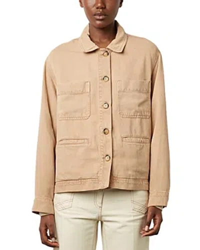 Gerard Darel Brianna Linen Blend Chore Jacket In Sand