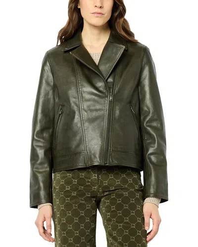 Gerard Darel Briseis Leather Jacket In Khaki Green