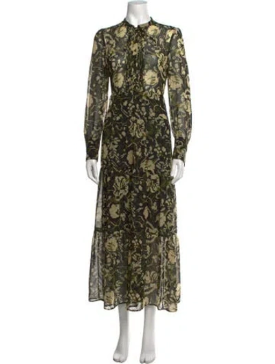Pre-owned Gerard Darel Camouflage Print Long Dress In Green