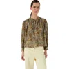 Gerard Darel Carinne Tie Neck Floral Blouse In Brown