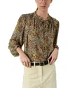 Gerard Darel Carinne Tie Neck Floral Blouse In Multi
