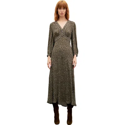 Gerard Darel Caryl Abstract Print Midi Dress In Multi