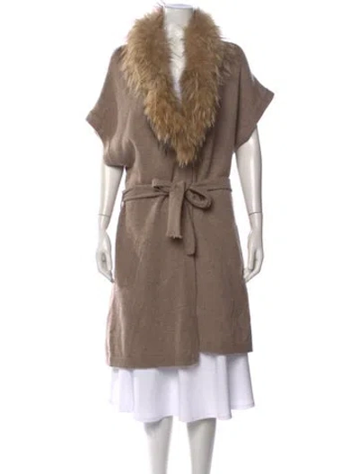 Pre-owned Gerard Darel Cashmere Open Front Sweater In Neutral