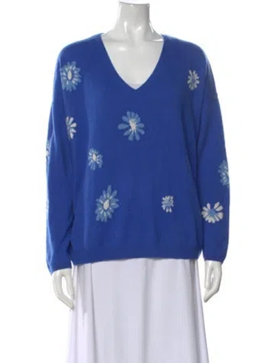 Pre-owned Gerard Darel Cashmere Printed Sweater W/ Tags In Blue