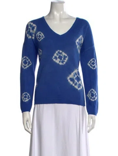 Pre-owned Gerard Darel Cashmere Tie-dye Print Sweater In Blue