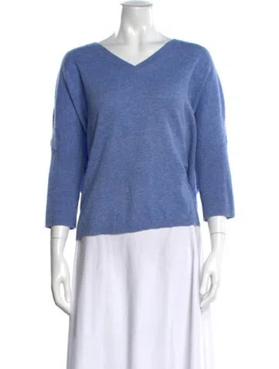 Pre-owned Gerard Darel Cashmere V-neck Sweater In Blue