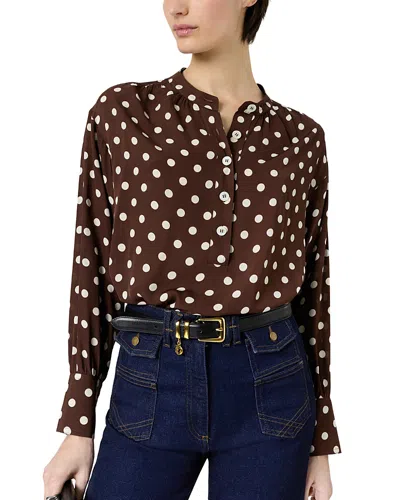 Gerard Darel Cayane Tunisian Collar Top In Brown
