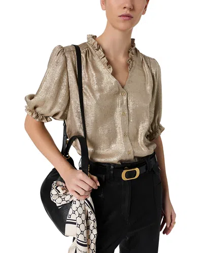 Gerard Darel Ceva Ruffled Shirt In Gold