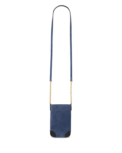 Gerard Darel Charlotte Suede Crossbody Phone Holder In Blue