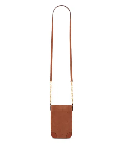 Gerard Darel Charlotte Suede Crossbody Phone Holder In Brown
