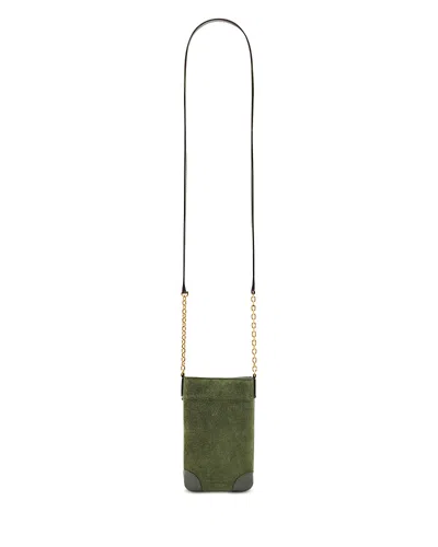 Gerard Darel Charlotte Suede Phone Crossbody In Green