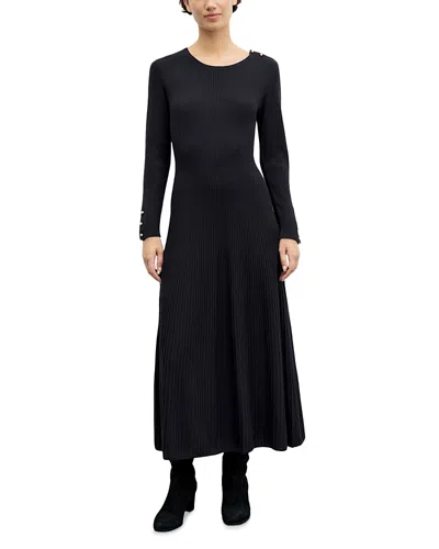 Gerard Darel Cina Round Neck Rib Knit Dress In Black