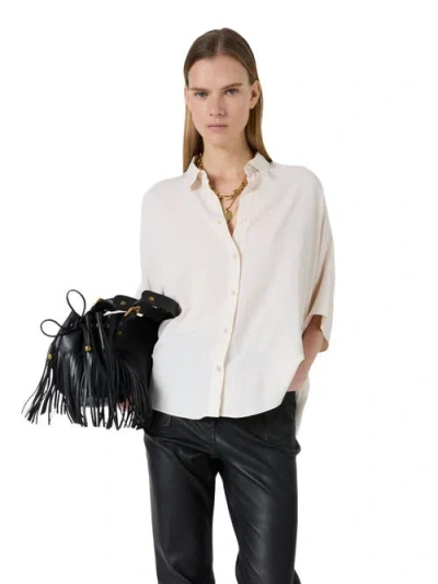 Gerard Darel Cirae 3/4 Sleeve Oversized Shirt In White