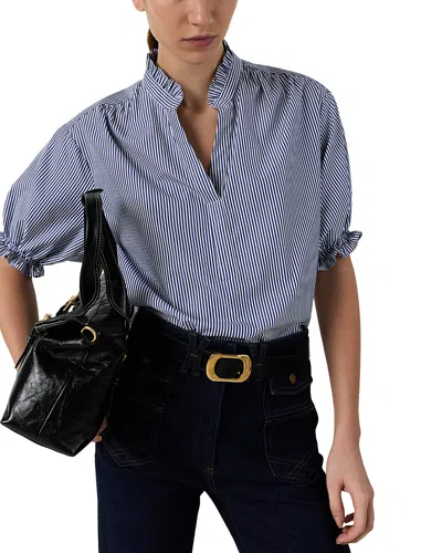 Gerard Darel Clee Ruffle Collar Blouse In Blue