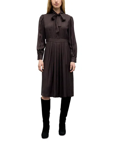 Gerard Darel Cleme Tie Neck Dress In Brown