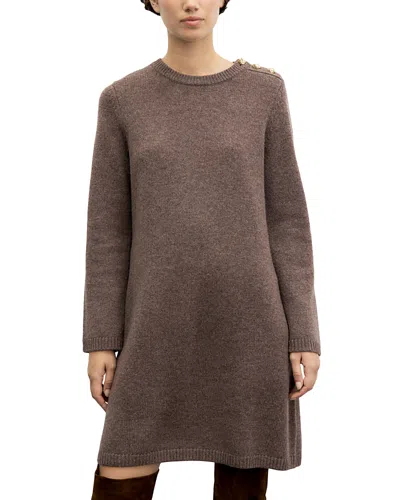 Gerard Darel Coly Wool Shift Sweater Dress In Brown