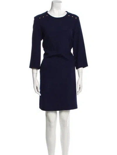 Pre-owned Gerard Darel Crew Neck Long Dress In Blue