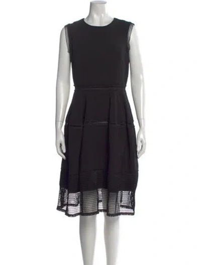 Pre-owned Gerard Darel Crew Neck Midi Length Dress In Black
