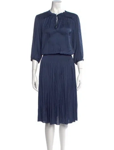 Pre-owned Gerard Darel Crew Neck Midi Length Dress In Blue