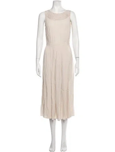 Pre-owned Gerard Darel Crew Neck Midi Length Dress In Neutrals