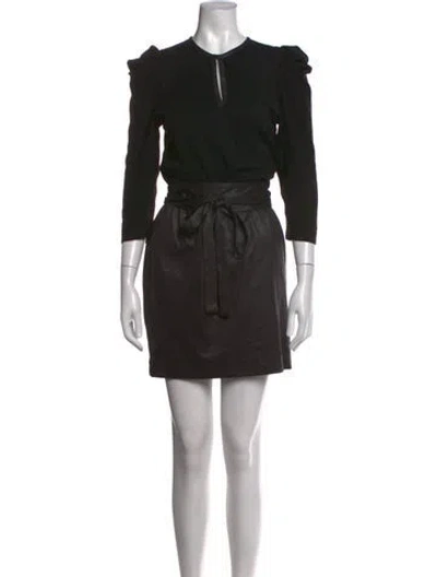 Pre-owned Gerard Darel Crew Neck Mini Dress In Black