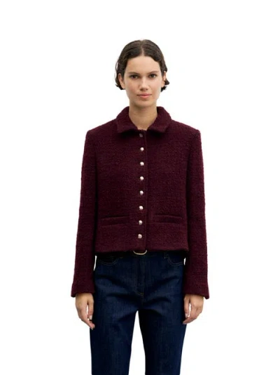 Gerard Darel Cropped Long Sleeve Jacket In White