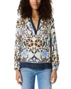 Gerard Darel Crystelle Split Neck Top In Multi