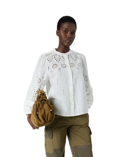 Gerard Darel Cybella Embroidered Long Sleeve Shirt In White