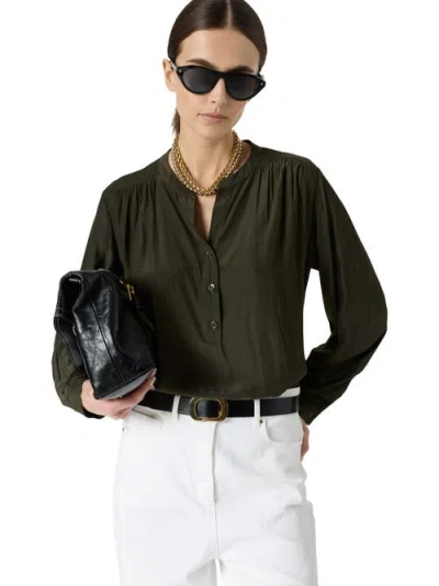 Gerard Darel Cyndie Gathered Detail Blouse In Green