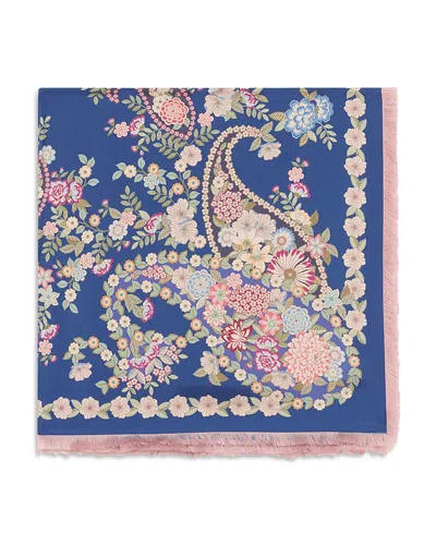 Gerard Darel Diane Floral Print Silk Scarf In Blue