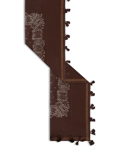 Gerard Darel Donia Printed Fringed Scarf In Brown