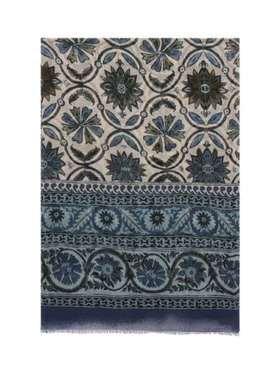 Gerard Darel Dora Rosette Print Scarf In Blue