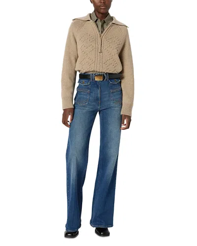 Gerard Darel Edena Zippered Neck Sweater In Brown