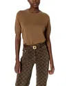 Gerard Darel Elsa Merino Wool Puff Sleeve Top In Brown