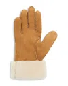 Gerard Darel Fantine Shearling Cuff Leather Gloves In Brown