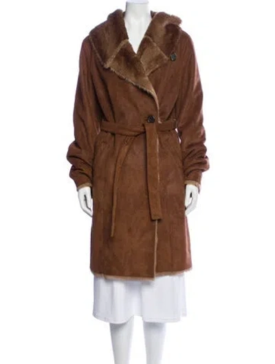 Pre-owned Gerard Darel Faux Fur Coat In Brown