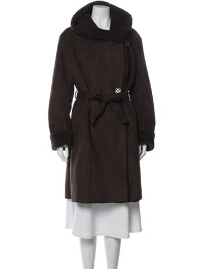 Pre-owned Gerard Darel Faux Shearling Coat In Brown