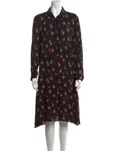 Pre-owned Gerard Darel Floral Print Knee-length Dress In Black