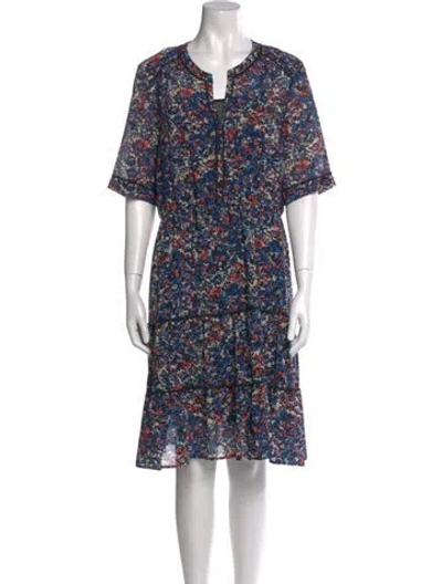 Pre-owned Gerard Darel Floral Print Knee-length Dress In Blue