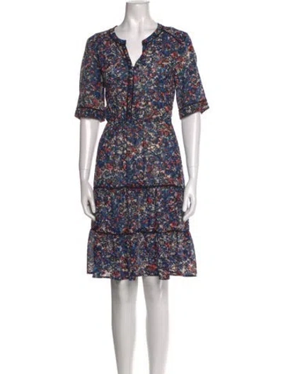 Pre-owned Gerard Darel Floral Print Knee-length Dress In Blue