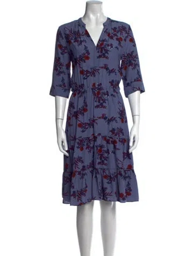 Pre-owned Gerard Darel Floral Print Knee-length Dress In Blue